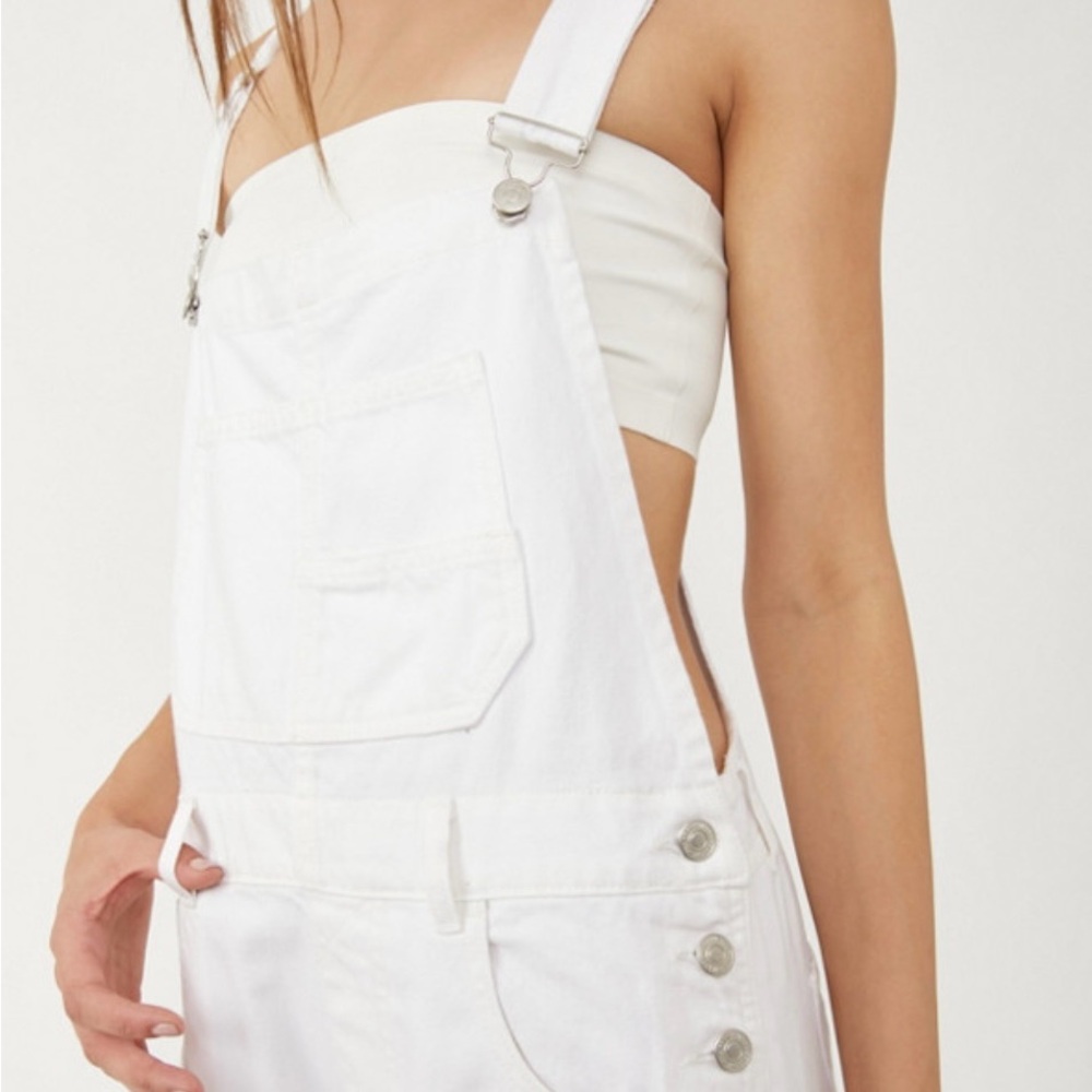 We The Free Ziggy White Denim Overalls